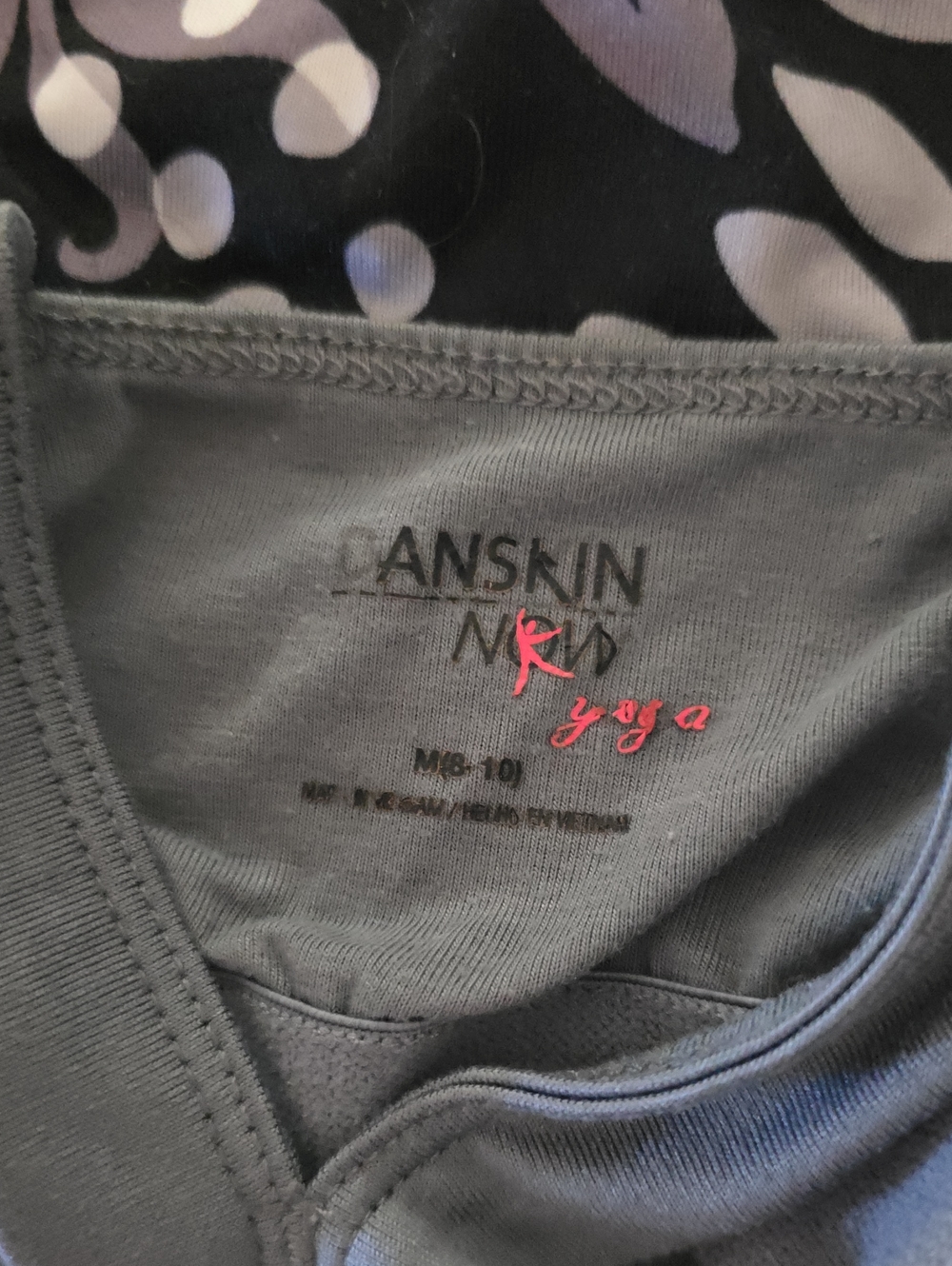 Danskin Now Gray Yoga Tank with Pink Script Logo